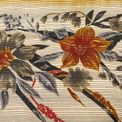 Sanskriti Vintage Sarees Ivory & Red Pure Crepe Floral Print 5+YD Indian Sari