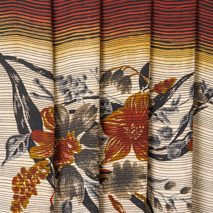 Sanskriti Vintage Sarees Ivory & Red Pure Crepe Floral Print 5+YD Indian Sari