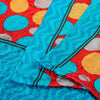Sanskriti Vintage Sarees Red & Blue Pure Crepe Circle Print 5+YD Recycled Sari