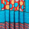 Sanskriti Vintage Sarees Red & Blue Pure Crepe Circle Print 5+YD Recycled Sari