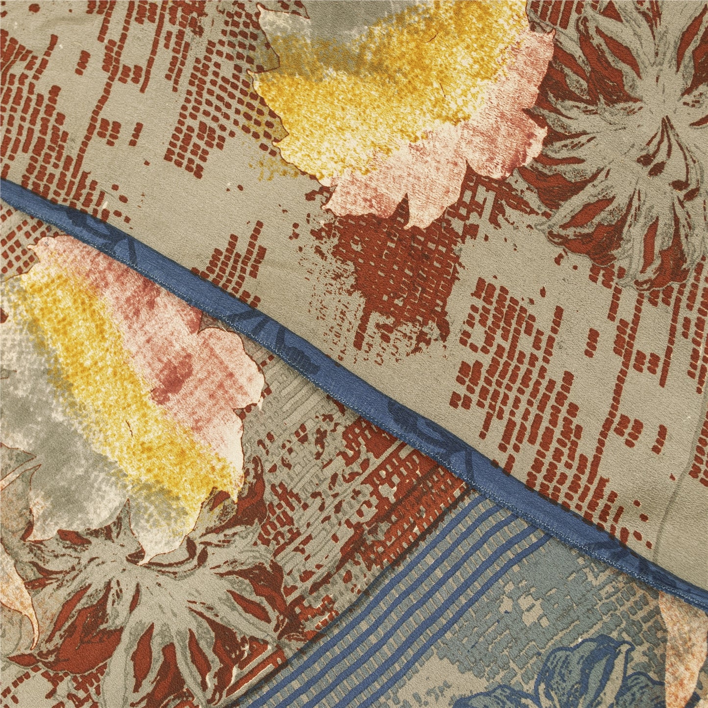 Sanskriti Vintage Sarees Red 100%Pure Crepe Floral Printed 5+YD Sustainable Sari