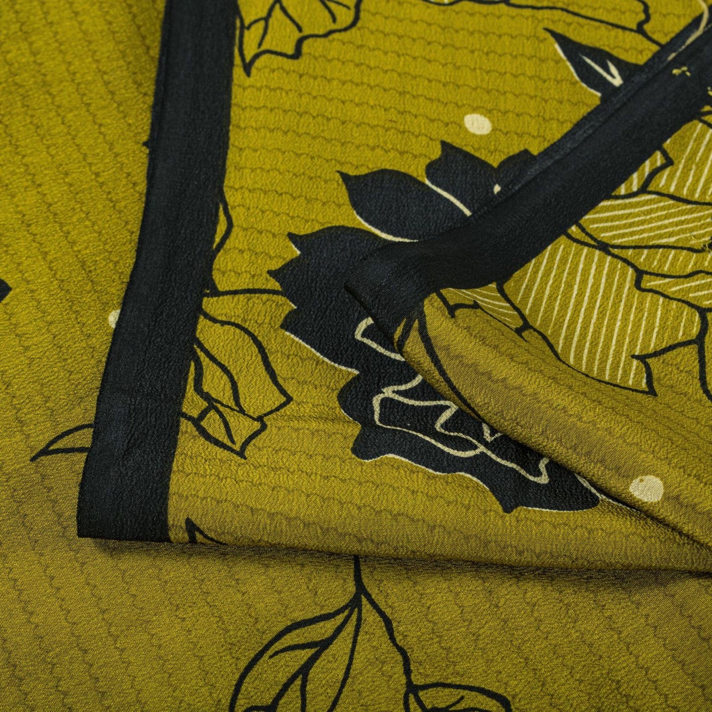 Sanskriti Vintage Saree Green 100% Pure Crepe Floral Print Sari 5.5+Yard Fabric