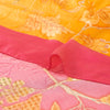 Sanskriti Vintage Sarees Yellow & Pink Pure Crepe Floral Print 6YD Indian Sari