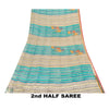 Sanskriti Vintage Sarees Blue & Cream Pure Crepe Floral Printed Sari 5+YD Fabric