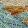 Sanskriti Vintage Sarees Blue & Cream Pure Crepe Floral Printed Sari 5+YD Fabric