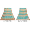 Sanskriti Vintage Sarees Blue & Cream Pure Crepe Floral Printed Sari 5+YD Fabric