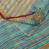 Sanskriti Vintage Sarees Blue & Cream Pure Crepe Floral Printed Sari 5+YD Fabric
