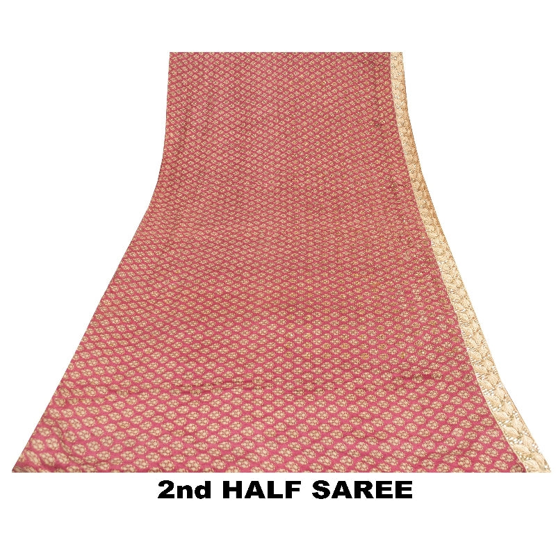 Sanskriti Vintage Sarees Purple Pure Crepe Hand Beaded Sequins Print 5+YD Sari