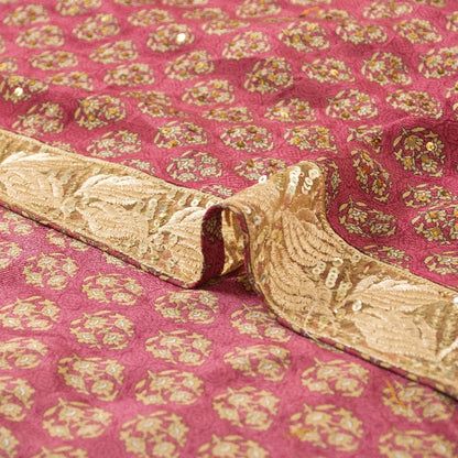 Sanskriti Vintage Sarees Purple Pure Crepe Hand Beaded Sequins Print 5+YD Sari