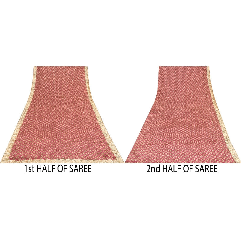 Sanskriti Vintage Sarees Purple Pure Crepe Hand Beaded Sequins Print 5+YD Sari