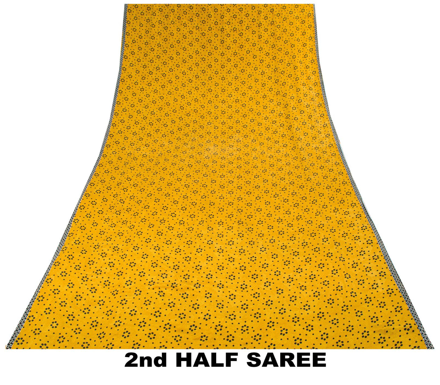 Sanskriti Vintage Saree Yellow Pure Crepe Geometric Printed Sari 5+Yard Fabric