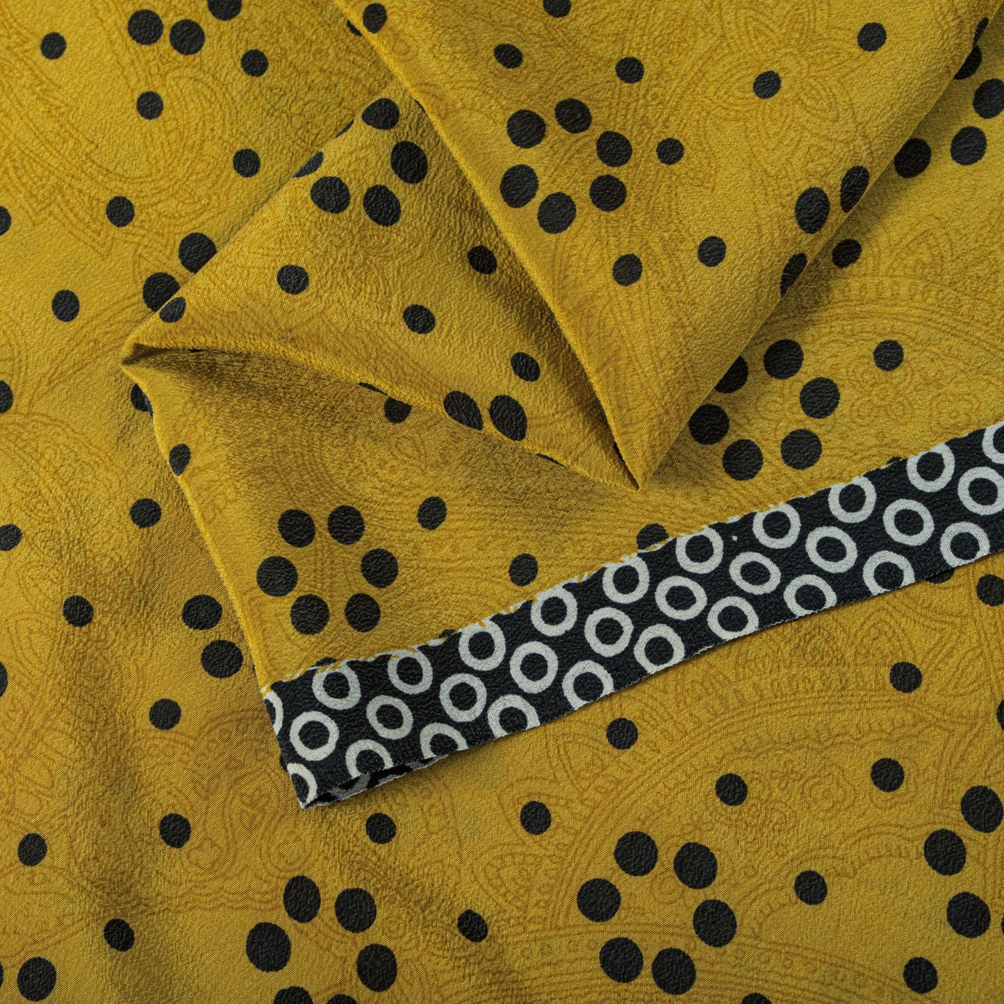 Sanskriti Vintage Saree Yellow Pure Crepe Geometric Printed Sari 5+Yard Fabric