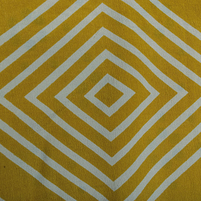 Sanskriti Vintage Saree Yellow Pure Crepe Geometric Printed Sari 5+Yard Fabric