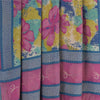 Sanskriti Vintage Sarees Multi Pure Crepe Floral Print 5+YD Indian Textile Sari