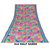 Sanskriti Vintage Sarees Multi Pure Crepe Floral Print 5+YD Indian Textile Sari