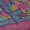 Sanskriti Vintage Sarees Multi Pure Crepe Floral Print 5+YD Indian Textile Sari