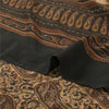 Sanskriti Vintage Saree Cream Pure Crepe SilkFloral Print Sari 5+Yd Craft Fabric