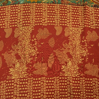 Sanskriti Vintage Sarees Green Pure Crepe Paisley Print 5+YD Quilting Material