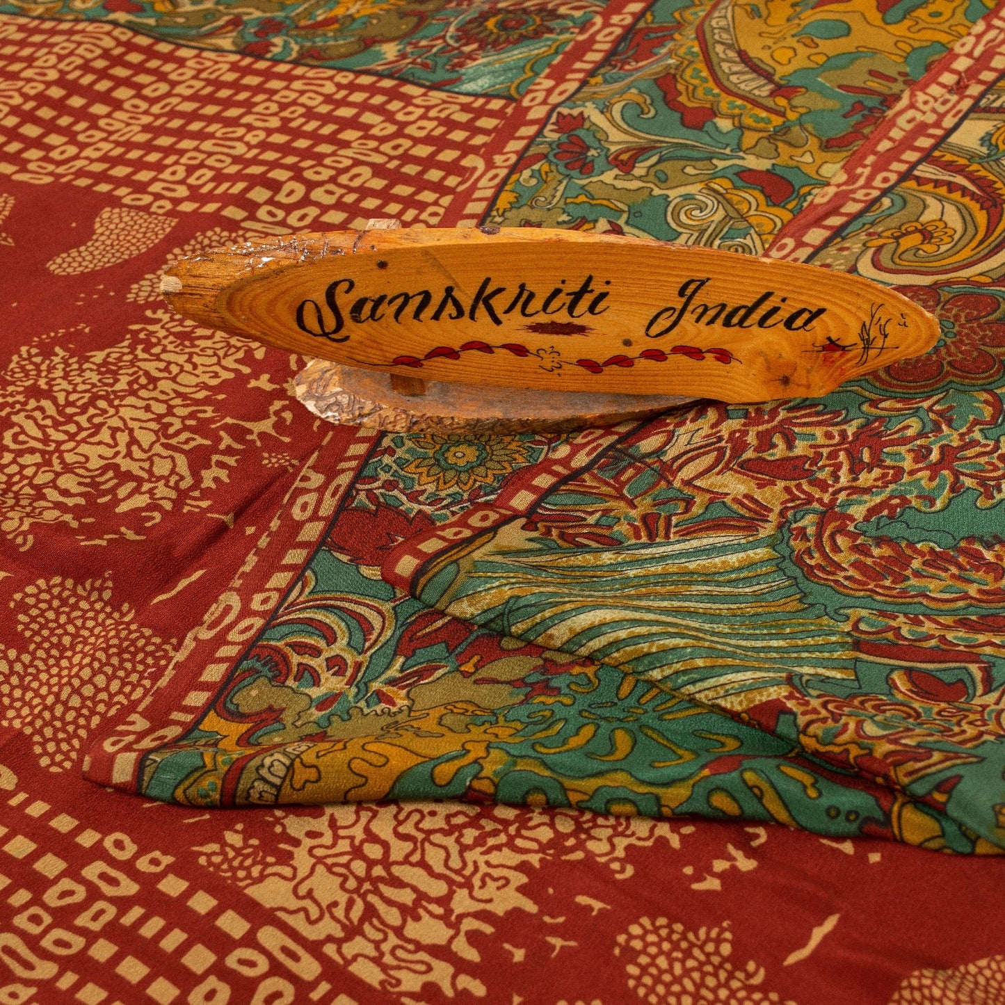 Sanskriti Vintage Sarees Green Pure Crepe Paisley Print 5+YD Quilting Material