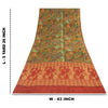 Sanskriti Vintage Sarees Green Pure Crepe Paisley Print 5+YD Quilting Material