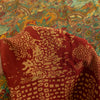 Sanskriti Vintage Sarees Green Pure Crepe Paisley Print 5+YD Quilting Material