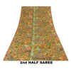 Sanskriti Vintage Sarees Green Pure Crepe Paisley Print 5+YD Quilting Material