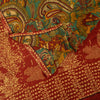 Sanskriti Vintage Sarees Green Pure Crepe Paisley Print 5+YD Quilting Material