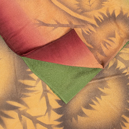 Sanskriti Vintage Sarees Green & Peach Pure Crepe Floral Print 5+YD Indian Sari