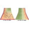 Sanskriti Vintage Sarees Green & Peach Pure Crepe Floral Print 5+YD Indian Sari