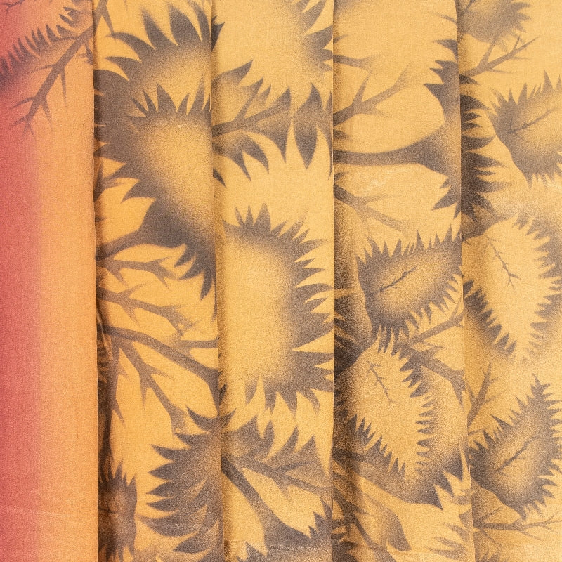 Sanskriti Vintage Sarees Green & Peach Pure Crepe Floral Print 5+YD Indian Sari