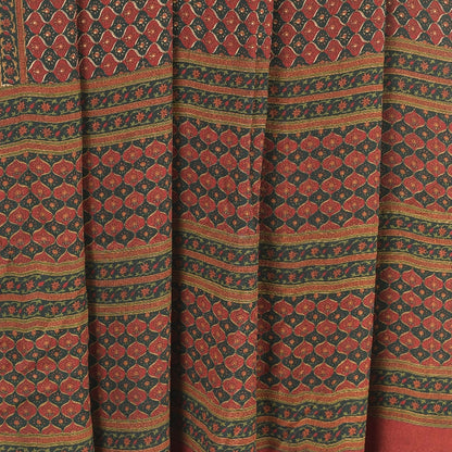 Sanskriti Vintage Sarees Dark Red 100% Pure Crepe Floral Print 5+YD Indian Sari