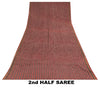 Sanskriti Vintage Sarees Dark Red 100% Pure Crepe Floral Print 5+YD Indian Sari