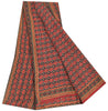 Sanskriti Vintage Sarees Dark Red 100% Pure Crepe Floral Print 5+YD Indian Sari
