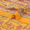 Sanskriti Vintage Sarees Yellow Pure Crepe Floral Print 5+YD For Quilting Sari