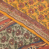 Sanskriti Vintage Sarees Yellow Pure Crepe Floral Print 5+YD For Quilting Sari