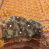 Sanskriti Vintage Sarees Yellow Pure Crepe Floral Print 5+YD For Quilting Sari