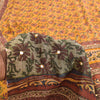 Sanskriti Vintage Sarees Yellow Pure Crepe Floral Print 5+YD For Quilting Sari