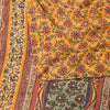Sanskriti Vintage Sarees Yellow Pure Crepe Floral Print 5+YD For Quilting Sari
