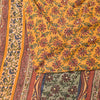 Sanskriti Vintage Sarees Yellow Pure Crepe Floral Print 5+YD For Quilting Sari
