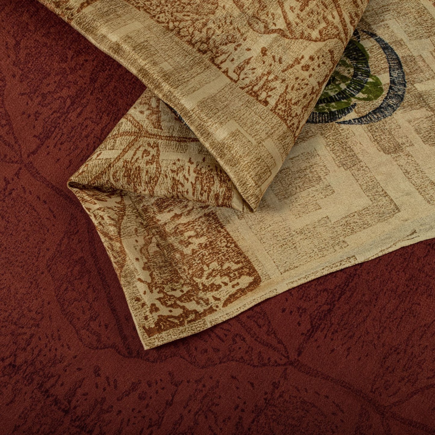 Sanskriti Vintage Saree Brown Pure Crepe Silk Floral Printed Sari 5.5Yard Fabric