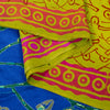 Sanskriti Vintage Sarees Blue-Green Hand Bead Sequins Pure Crepe Print 6YD Sari