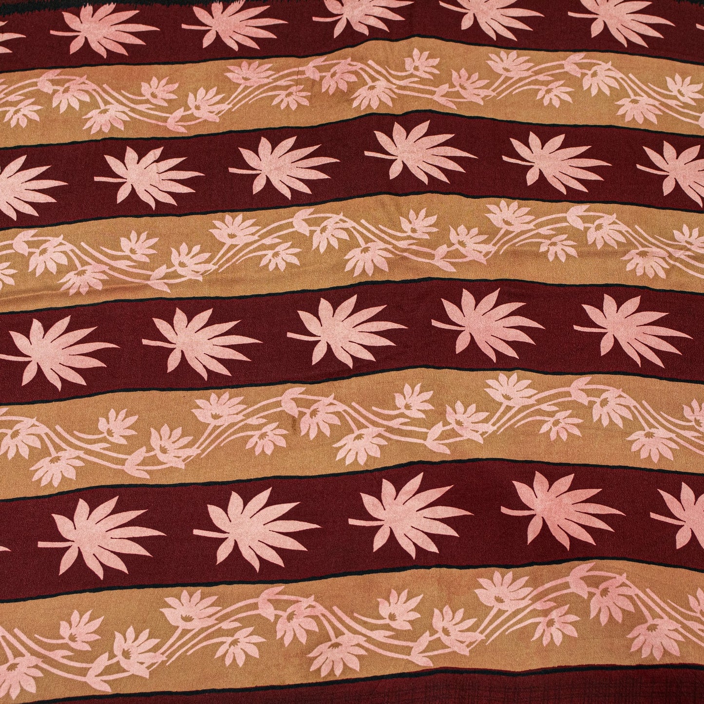 Sanskriti Vintage Sarees Maroon Pure Crepe Floral Print 5+YD Craft Supplies Sari