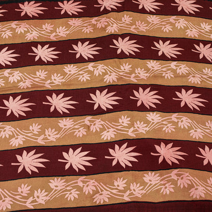 Sanskriti Vintage Sarees Maroon Pure Crepe Floral Print 5+YD Craft Supplies Sari