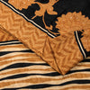Sanskriti Vintage Black-Brown Pure Crepe Sarees Printed Woven Sari 5.5YD Fabric