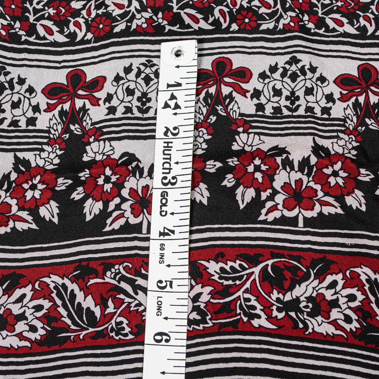 Sanskriti Vintage Black-White Sarees Pure Crepe Kalamkari Block Print 5YD Fabric