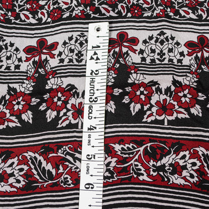 Sanskriti Vintage Black-White Sarees Pure Crepe Kalamkari Block Print 5YD Fabric