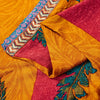 Sanskriti Vintage Red-Yellow Sarees Pure Crepe Floral Printed Sari 5.5+YD Fabric