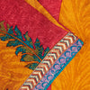 Sanskriti Vintage Red-Yellow Sarees Pure Crepe Floral Printed Sari 5.5+YD Fabric