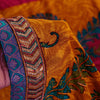 Sanskriti Vintage Red-Yellow Sarees Pure Crepe Floral Printed Sari 5.5+YD Fabric
