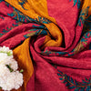 Sanskriti Vintage Red-Yellow Sarees Pure Crepe Floral Printed Sari 5.5+YD Fabric
